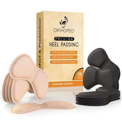 Image of ORTHOPEO© Premium Heel Pads Grip Cushion Inserts for Loose Shoes Women &amp; Men Soft Gel to Prevent Heels Slip and blisters (6 Pairs)