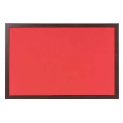 Image of Bi Office Earth It Red Felt Noticeboard Cherry Wood Frame 2400x1200mm