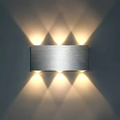 Image of Lightess Led Wall Light Indoor Living Room Up Down Silver Brushed Aluminum for Bedroom Restaurant Hotel Stair Corridor Hallway Lighting Fixture 3200k Warm White