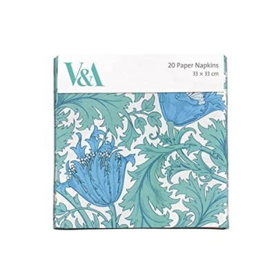 Image of Pack of 20 Paper Serviette Napkins &#039;Anemone&#039; Floral Design by J.H. Dearle Disposable Tableware Museums &amp; Galleries