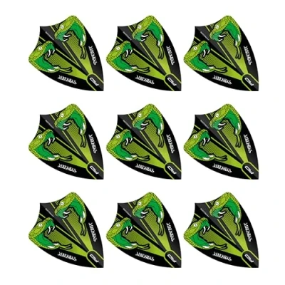 Image of RED DRAGON Hardcore Peter Wright Snakebite Green Transparent Freestyle Dart Flights 3 Sets Per Pack (9 in total)