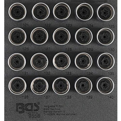 Image of BGS 9558 Tool Tray 1/6: Rim Lock Socket Set for Opel / Vauxhall (Version C) 20 pcs.