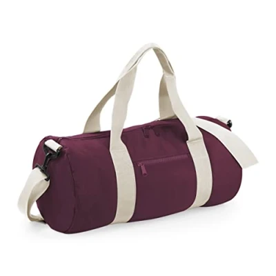 Image of BagBase BG140 Original Barrel Bag Burgundy/Off White