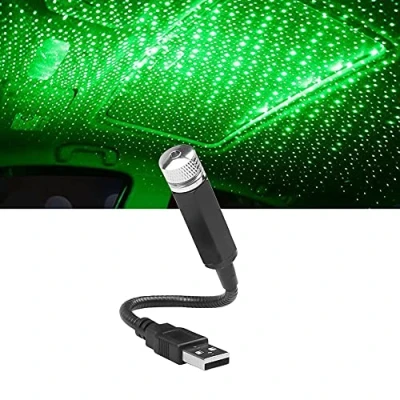 Image of Fiacvrs Star Projector Night Light USB Car Roof Lights，Portable Adjustable Romantic Interior Lights Plug and Play(Green)