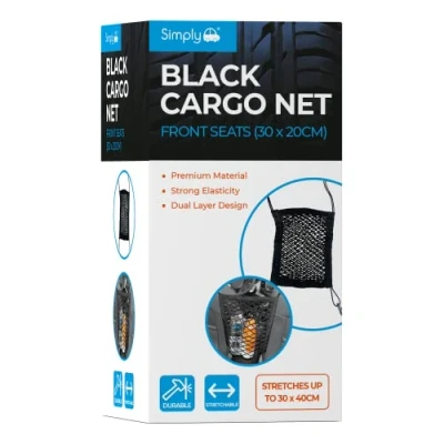 Image of Simply NET04 Front Seat Black Cargo Net (30x20cm) Strong Elasticity Wear Resistance Durable Includes 4 hooks