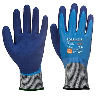 Image of Portwest Liquid Pro HR Cut Glove Blue Large