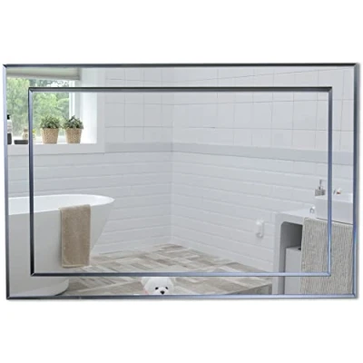 Image of Neue Design Mood® Premium Rectangular Bathroom Mirror Wall Mounted, Double Layer of Glass, Modern &amp; Stylish with Contemporary Bevelled Edges (70cm x 50cm)