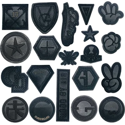 Image of Woohome 20 PCS Iron on Patches, Badge Embroidered Fabric or Sew Patches Black Appliques Sticker for Clothes Hat Jeans