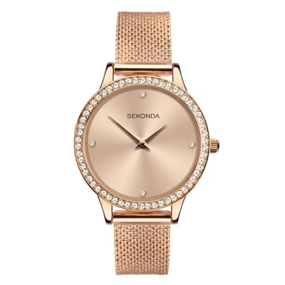 Image of Sekonda Dress Ladies 29mm Rose Gold Quartz Watch Analogue Display and Stainless Steel Strap