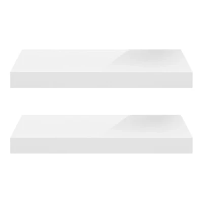 Image of eSituro Floating Shelf, Wall White High Gloss Mounted Storage Shelf for Bedroom/Living Room/Kitchen/Bathroom/Hallway, W30xD22.9xT3.8 cm