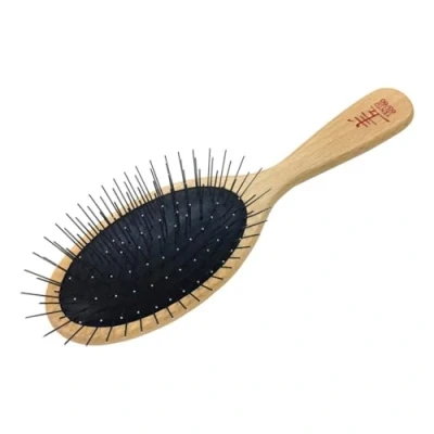 Image of Yento 60/60 Pin Brush Professional Pet Grooming Tool for Dogs and Cats Dual Sided Pins Effective Hair Detangling Smoothing