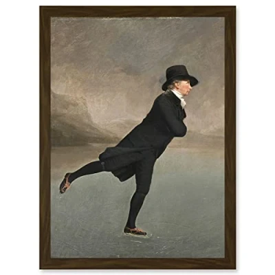 Image of Artery8 Raeburn Skating Minister Duddingston Painting Artwork Framed Wall Art Print A4