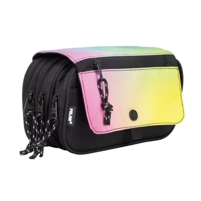 Image of MILAN® Sunset 4 Zip Pencil Case with Flap Black