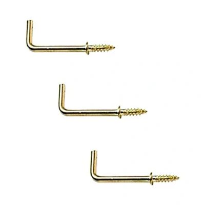 Image of Merriway BH03808 (50 Pcs) Square Shouldered Dresser Hooks, Electro Brass Plated 13 mm Pack of 50 Pieces