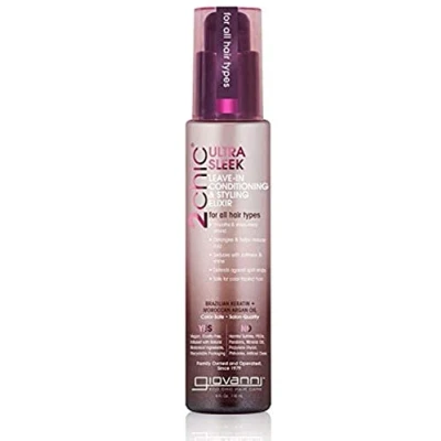 Image of Giovanni 2chic Brazilian Keratin and Argan Oil Ultra Sleek Leave In Conditioner Styling Elixir 118 ml
