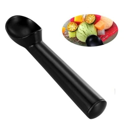 Image of Ice Cream Scoop Nonstick Anti Freeze Scooper Easy Clean for Gelato Cookie Dough Sorbet Almond Black