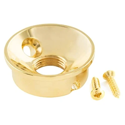 Image of Musiclily Pro 3/8 Inch Steel Electric Guitar Jackplate Electrosocket Jack Plate for USA Tele/Telecaster Style Guitar, Gold