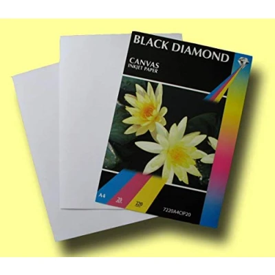 Image of 20 Sheets Black Diamond White A4 220gsm Light Canvas Effect Inkjet Printer Paper (Not 100% Cotton Canvas)