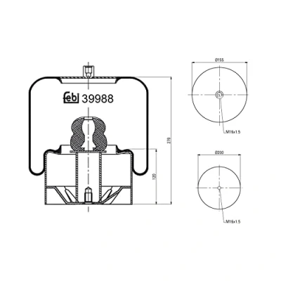 Image of 6293200025, A6293200025 Boot, air suspension FEBI BILSTEIN 39988 MAN: F 2000