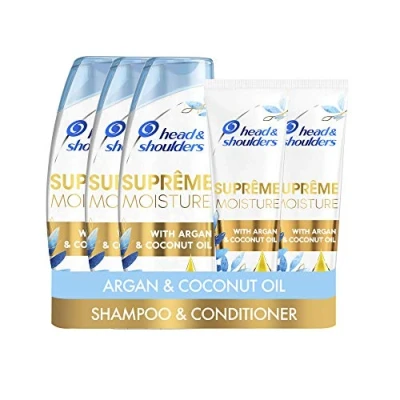 Image of Head &amp; Shoulders Supreme Moisture Clarifying Anti Dandruff Shampoo and Conditioner Set with Argan Oil for Soft Hair, Scalp Treatment, 3 x 400 ml 2 275 Hair
