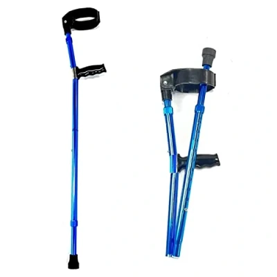 Image of ZEIA3 Medical Elbow Crutch Folding Aluminum Walking Stick Lightweight Height Adjustable Telescopic Forearm Ergonomic Cuff for Women Men, Blue