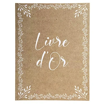 Image of Exacompta Ref. 47234E 1 kraft guest book Vertical format 27 x 22 cm gold edge with title in letters 100 plain white pages Visual