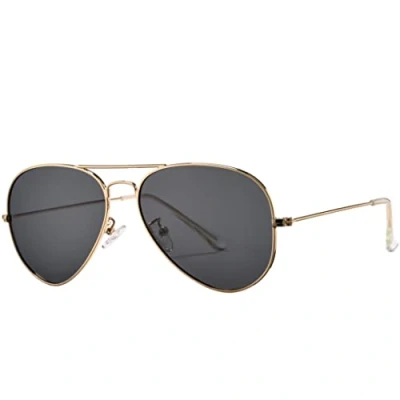 Image of Pro Acme Classic Polarized Pilot Sunglasses for Men and Women UV400 Protection (Gold Frame Black Lens)