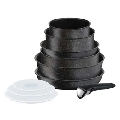 Image of Tefal Ingenio Authentic L6719552 10 Piece Induction Pots &amp; Pan Cookware Set Dark Stone