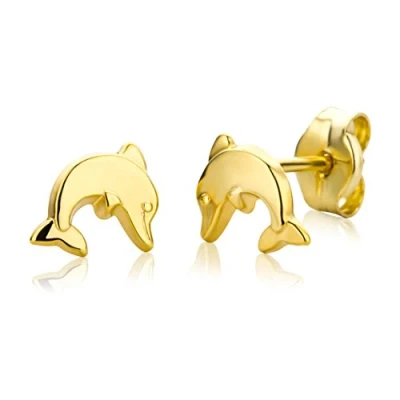Image of Miore Earrings for Kids studs with Dolphin Yellow Gold 9 Kt / 375