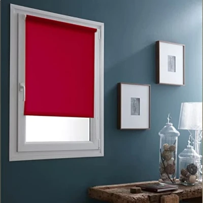 Image of No Drilling Blackout Roller Blind Red L 36 x H 170 cm