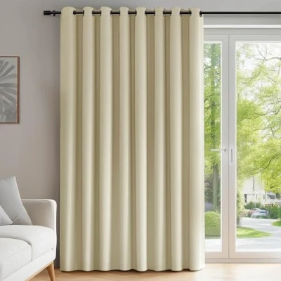 Image of Deconovo Super Soft Door Curtain Eyelet Thermal Insulated Wide Width Blackout for Kidsroom 100 x 95 Inch Beige 1 Panel