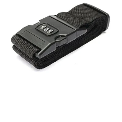 Image of Hampton &amp; Stewart Adjustable Strong Extra Safety Travel Suitcase Luggage Baggage Straps Tie Belt (Black with Combination)