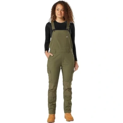 Image of Dickies Overalls for Women, Rinsed Utility Bib Overalls, Boyfriend Fit, Military Green, XS