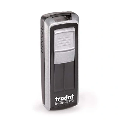 Image of Trodat Personalised Custom Pocket Printy 9512 Stamp Ideal Nurse Stamp, Doctor Or Medical Impression Size: 47 x 18 mm Allows Up to 5 Lines of Text (Black/Silver)