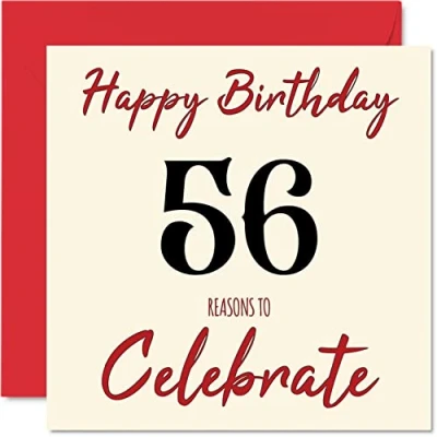 Image of Fun 56th Birthday Cards for Men Woman Reasons To Happy Card Dad Mum Grandad Nanny Grandma Uncle Auntie Cousin Friend, 145mm x Greeting Cards,
