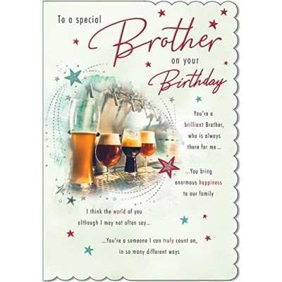 Image of Piccadilly Greetings Traditional Birthday Card Brother 9 x 6 inches