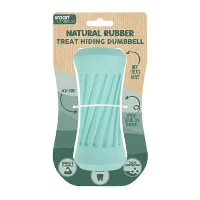 Image of YöL Natural Rubber Treat Hiding Dumbell Pet Dog Puppy Non Toxic Durable Chew Toy Stimulating Interactive Play