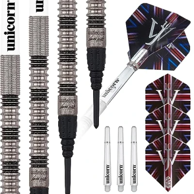 Image of Unicorn Soft Tip Darts Set James &#039;The Machine&#039; Wade Premier 70% Natural Tungsten Barrels 20 g