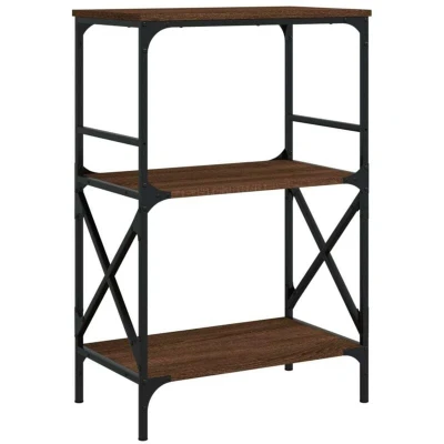 Image of vidaXL Bookcase 3 Tier Brown Oak 59x35x90.5 cm Engineered Wood