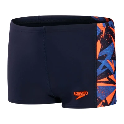 Image of Speedo Kids Hypbm PNL Swim Shorts Blue/Orange 15 16 Years