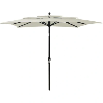 Image of vidaXL 3 Tier Garden Parasol with Aluminium Pole Sand 2.5x2.5 m