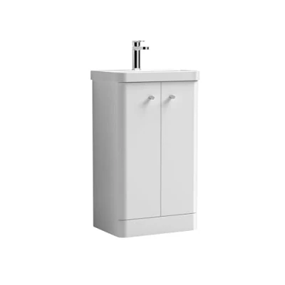 Image of Balterley Floor Standing 2 Door Vanity Unit with Ceramic Basin 500mm Gloss White