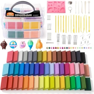 Image of Shuttle Art Polymer Clay, 50 Colours Soft Oven Bake Modeling Clay Kit, 19 Sculpting Tools and 10 Kinds of Accessories, Non Stick, Toxic, Ideal DIY Gift for Kids
