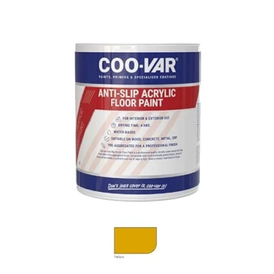Image of CooVar Anti Slip Acrylic Floor Paint Yellow 5 Litre