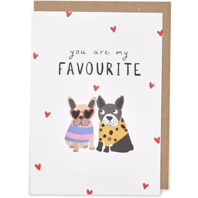 Image of My Favourite Puppy Lovebirds Cuddle Valentine&#039;s Day Contemporary Greeting Card