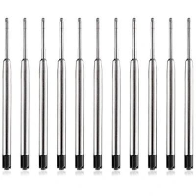 Image of 10 x Black or Blue Ink Pen Refills for Ballpoint Pens, Compatible with Parker, Cross and Swarovski Medium Size Nib (Black, Parker Compatible)