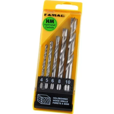 Image of FAMAG 5PCS HSS Brad Point Drill Bit, S Set in Plastic Case, 1591845