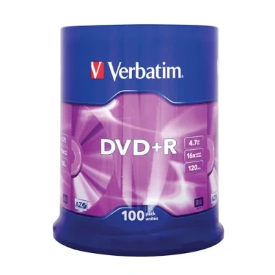 Image of Verbatim 4.7GB 16x Speed DVD+R Spindle (100 Pack)