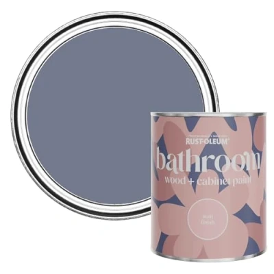 Image of Rust Oleum Blue Moisture Resistant Bathroom Wood &amp; Cabinet Paint In Matt Finish Hush 750ml