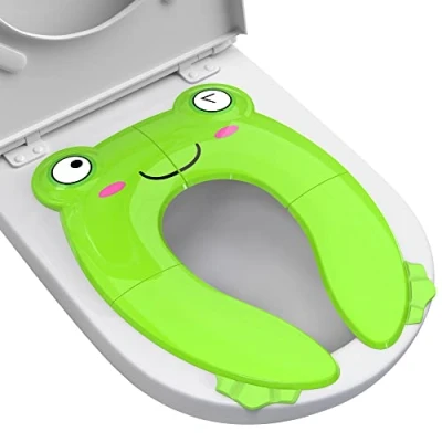 Image of Maliton Potty Training Toilet Seat for Boys and Girls，Foldable Travel Toddler with Bag，Non Slip Kids Splash Guard, Fits Round &amp; Oval Toilets（Green Frog